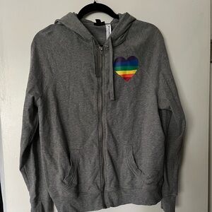 Torrid Gray Hoodie with Rainbow Heart